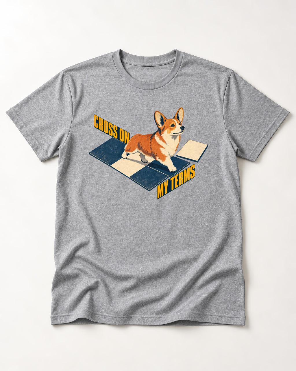 Corgi On My Terms T-Shirt in Sport Grey, flat lay product photo