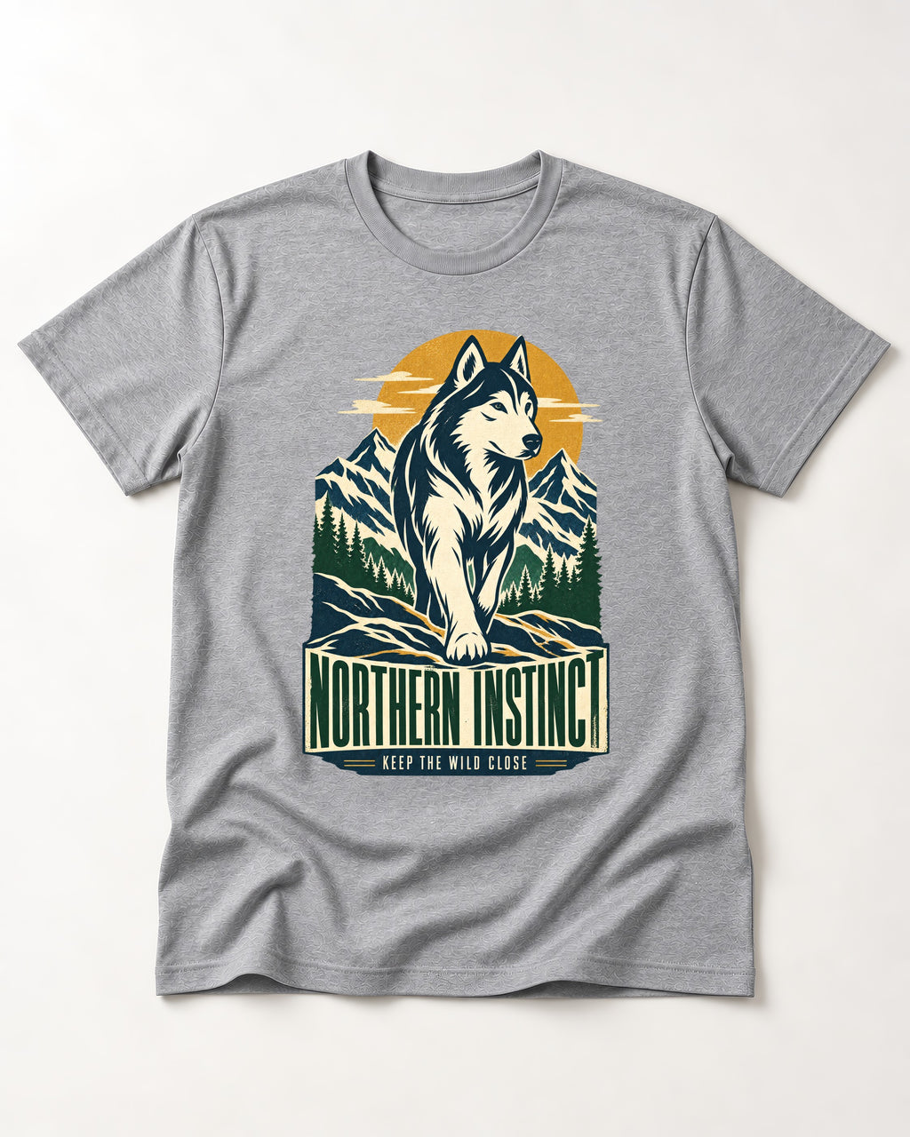 Husky Northern Instinct Mountain Sentinel T-Shirt in Sport Grey, flat lay product photo