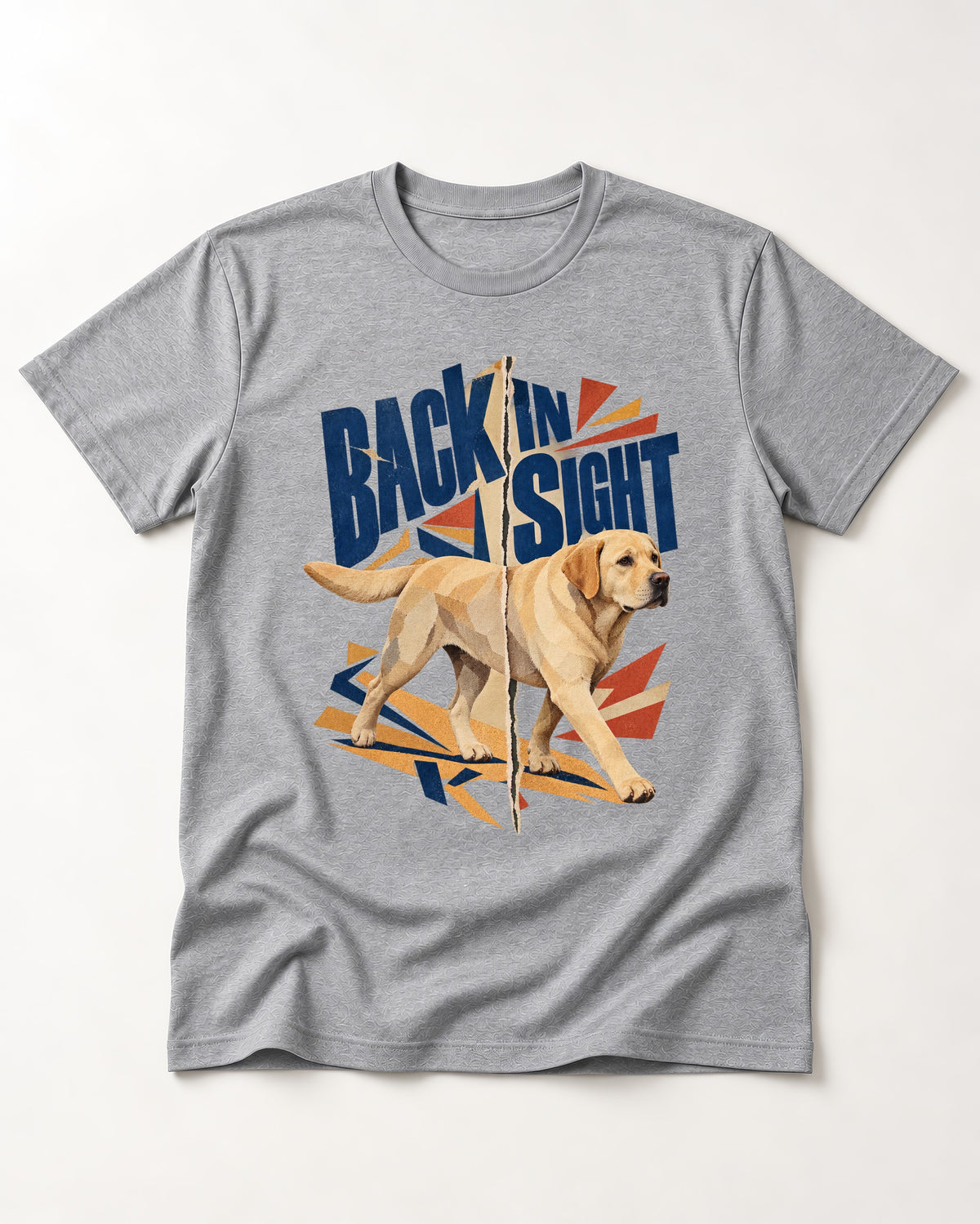 Labrador Retriever Back in Sight T-Shirt in Sport Grey, flat lay product photo