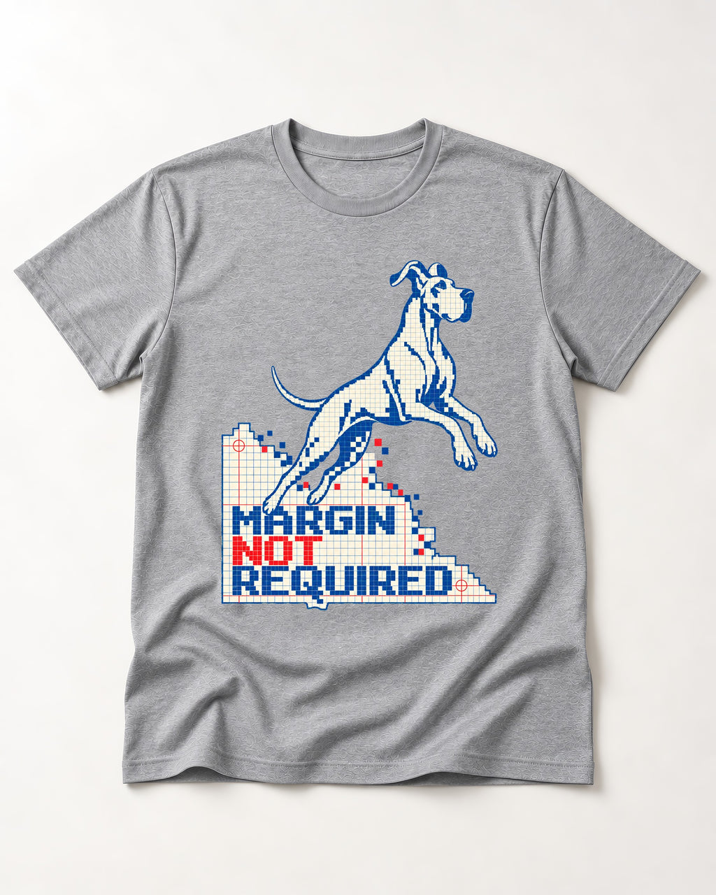 Great Dane Margin Not Required T-Shirt in Sport Grey, flat lay product photo