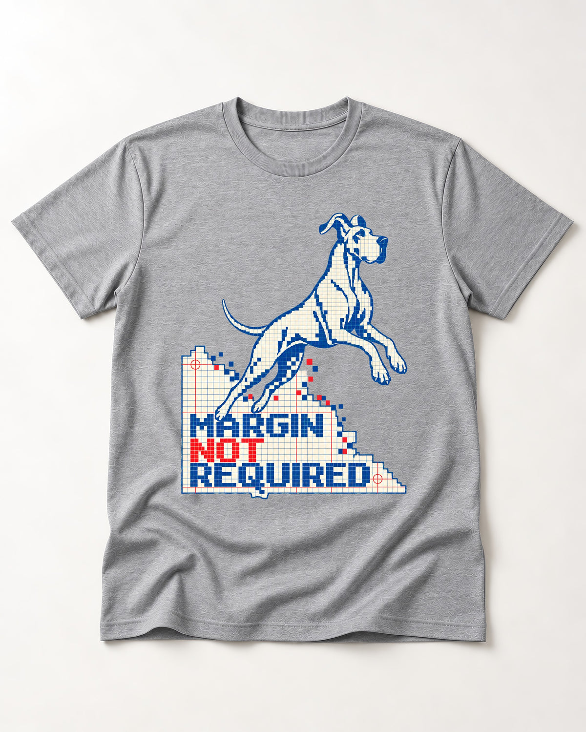 Great Dane Margin Not Required T-Shirt in Sport Grey, flat lay product photo