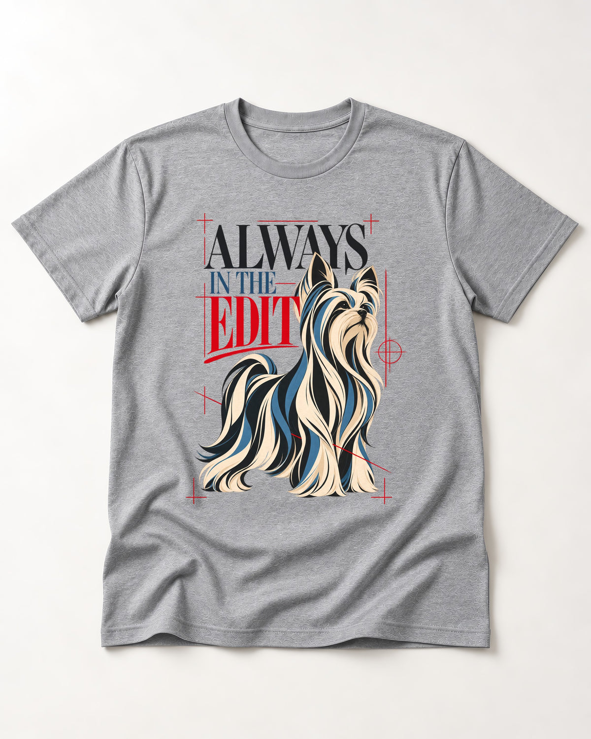 Always in the Edit Yorkshire Terrier T-Shirt in Sport Grey, flat lay product photo