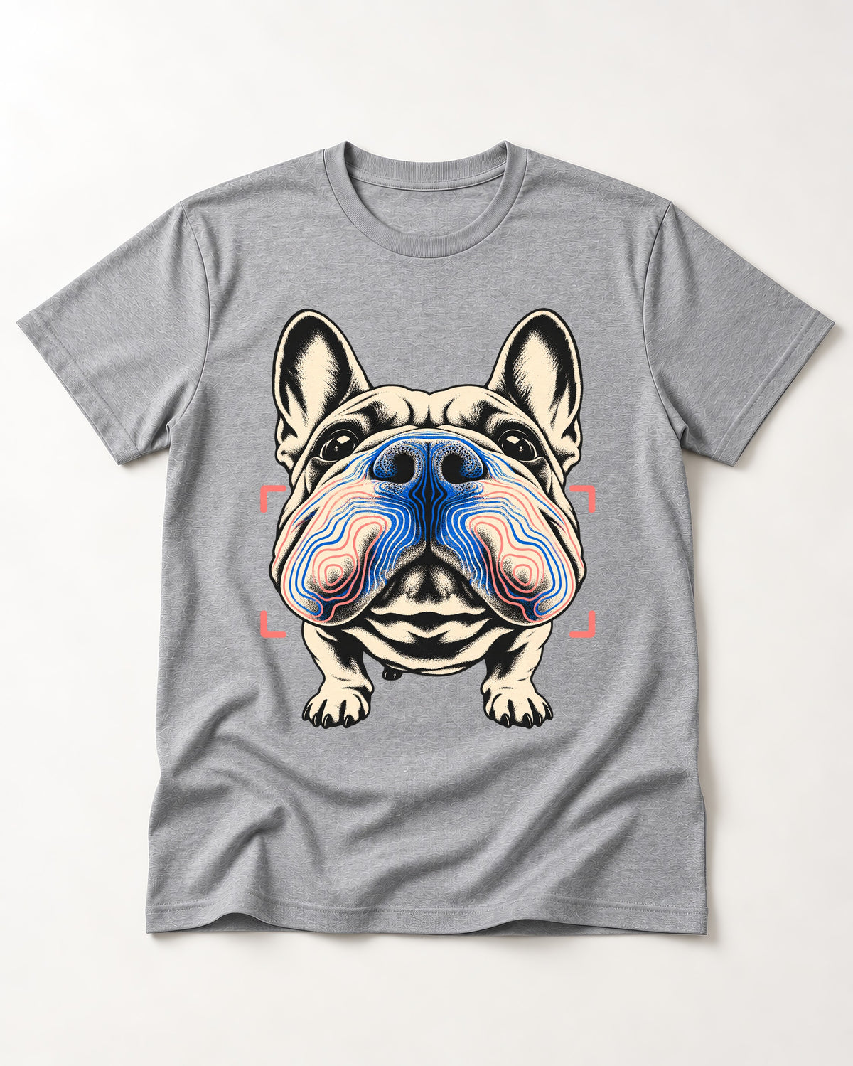 Frenchie Nose Topography Graphic T-Shirt in Sport Grey, flat lay product photo