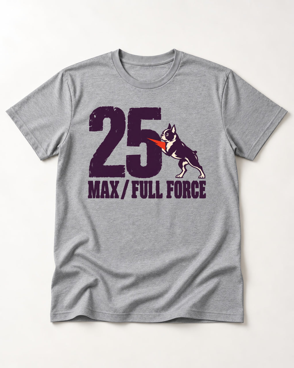 Boston Terrier Full Force T-Shirt in Sport Grey, flat lay product photo