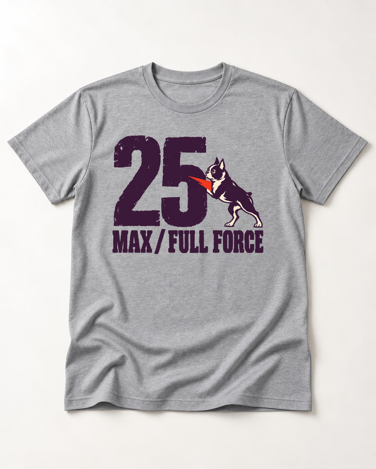 Boston Terrier Full Force T-Shirt in Sport Grey, flat lay product photo