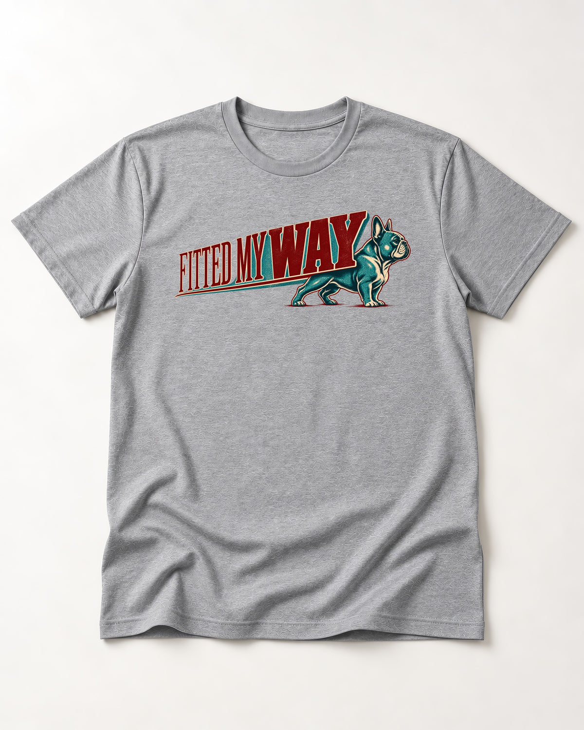 Frenchie Fitted My Way Collegiate Graphic T-Shirt in Sport Grey, flat lay product photo