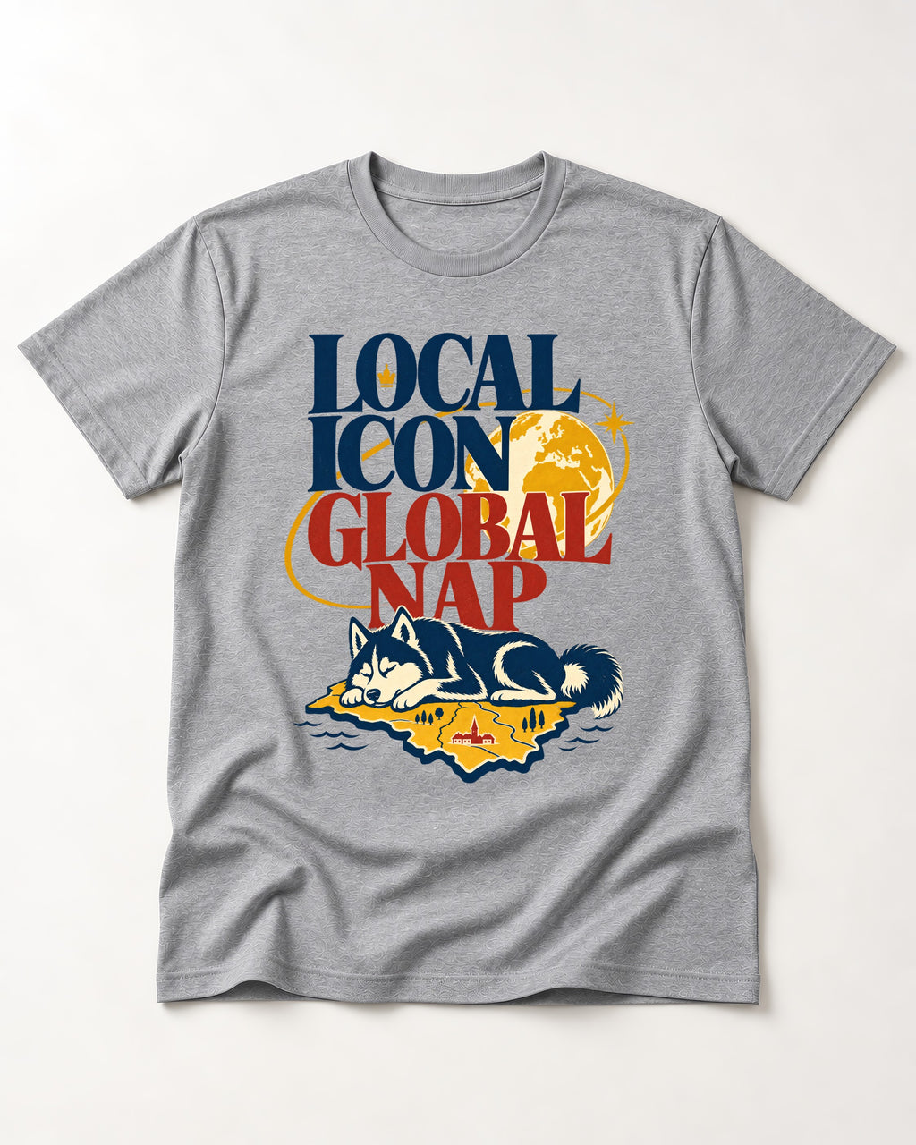 Husky Local Icon Global Nap T-Shirt in Sport Grey, flat lay product photo
