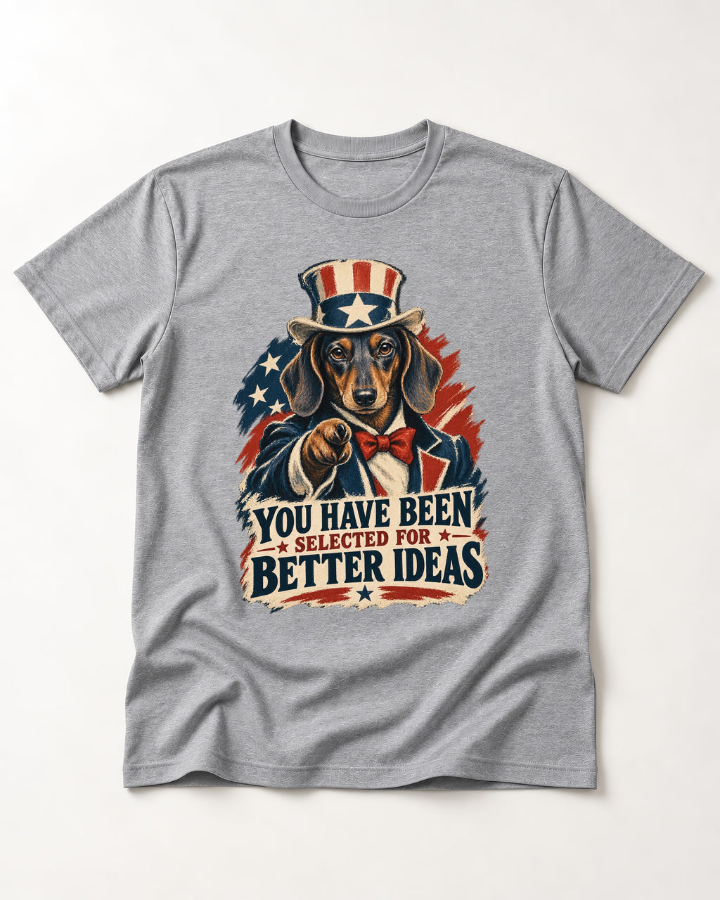 Dachshund Better Ideas T-Shirt in Sport Grey, flat lay product photo