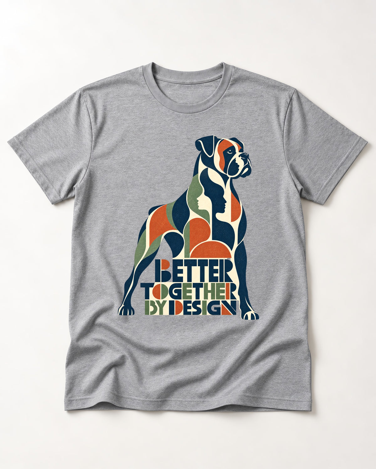 Better Together By Design Boxer Geometric Mosaic T-Shirt in Sport Grey, flat lay product photo