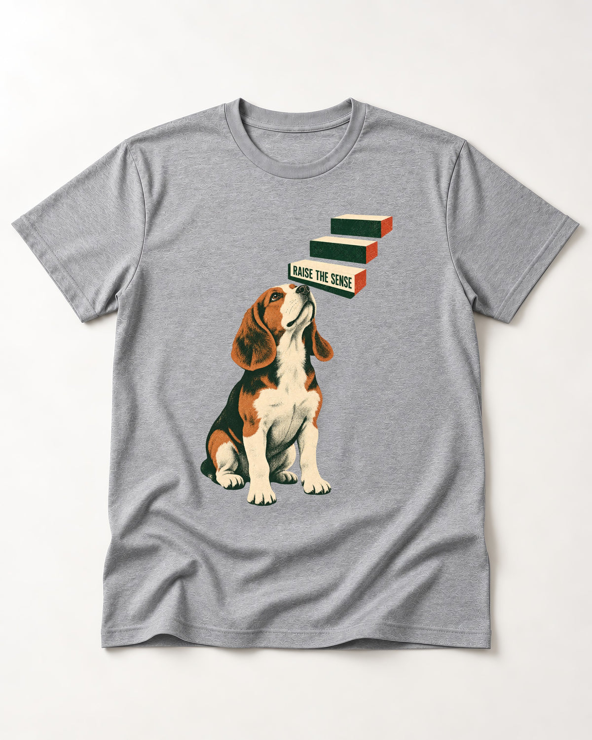 Raise The Sense Beagle Scent Hound T-Shirt in Sport Grey, flat lay product photo