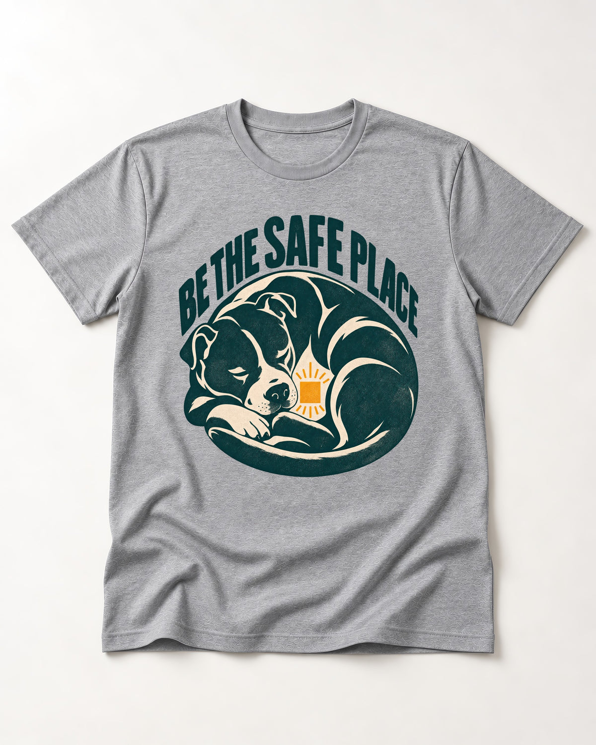 Pitbull Safe Place T-Shirt in Sport Grey, flat lay product photo