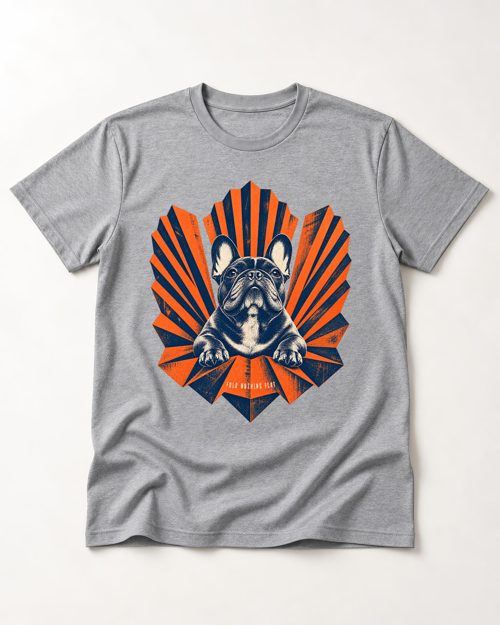 Frenchie Fold Nothing Flat Geometric Fan Graphic T-Shirt in Sport Grey, flat lay product photo