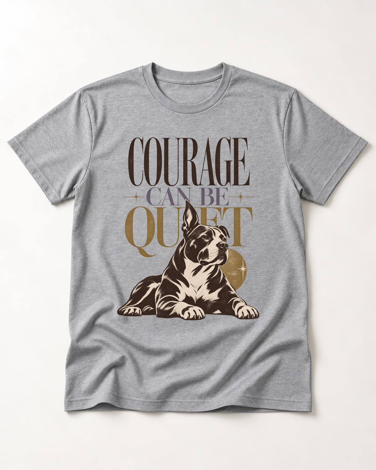 Pitbull Courage Can Be Quiet T-Shirt in Sport Grey, flat lay product photo