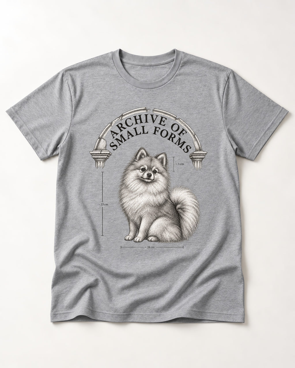 Pomeranian Archive of Small Forms T-Shirt in Sport Grey, flat lay product photo