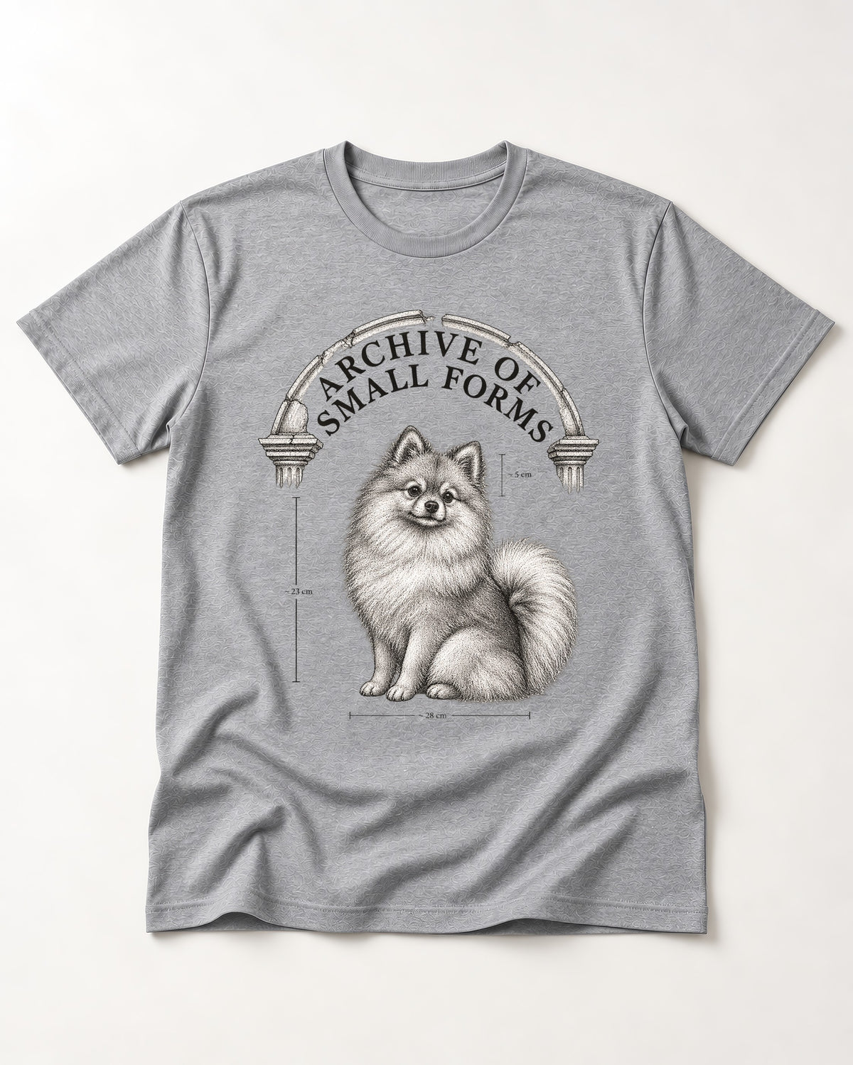 Pomeranian Archive of Small Forms T-Shirt in Sport Grey, flat lay product photo