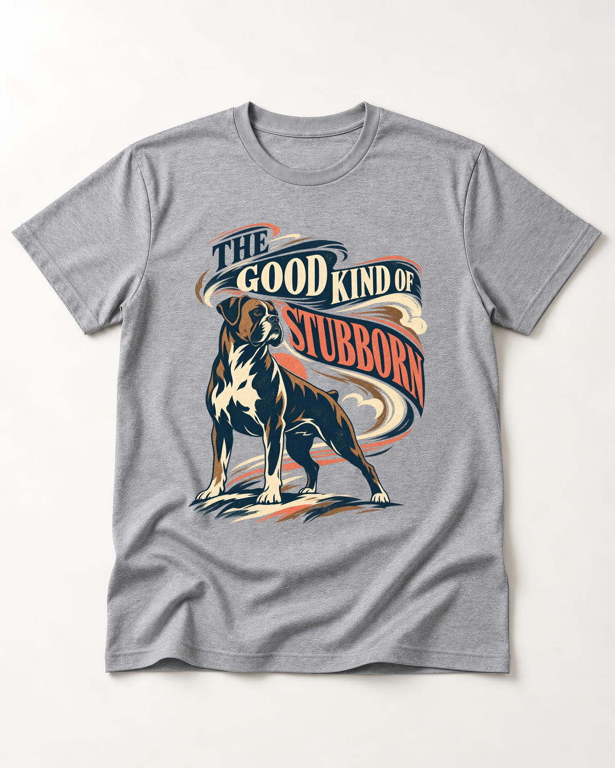 Boxer The Good Kind of Stubborn T-Shirt in Sport Grey, flat lay product photo