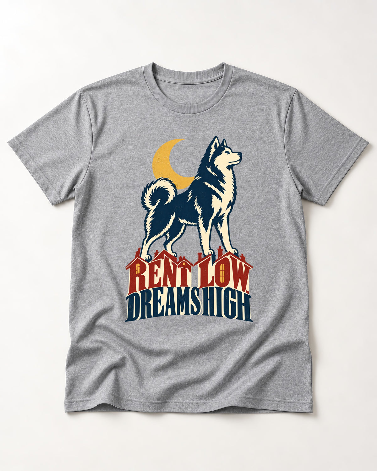 Husky Dreams High T-Shirt in Sport Grey, flat lay product photo