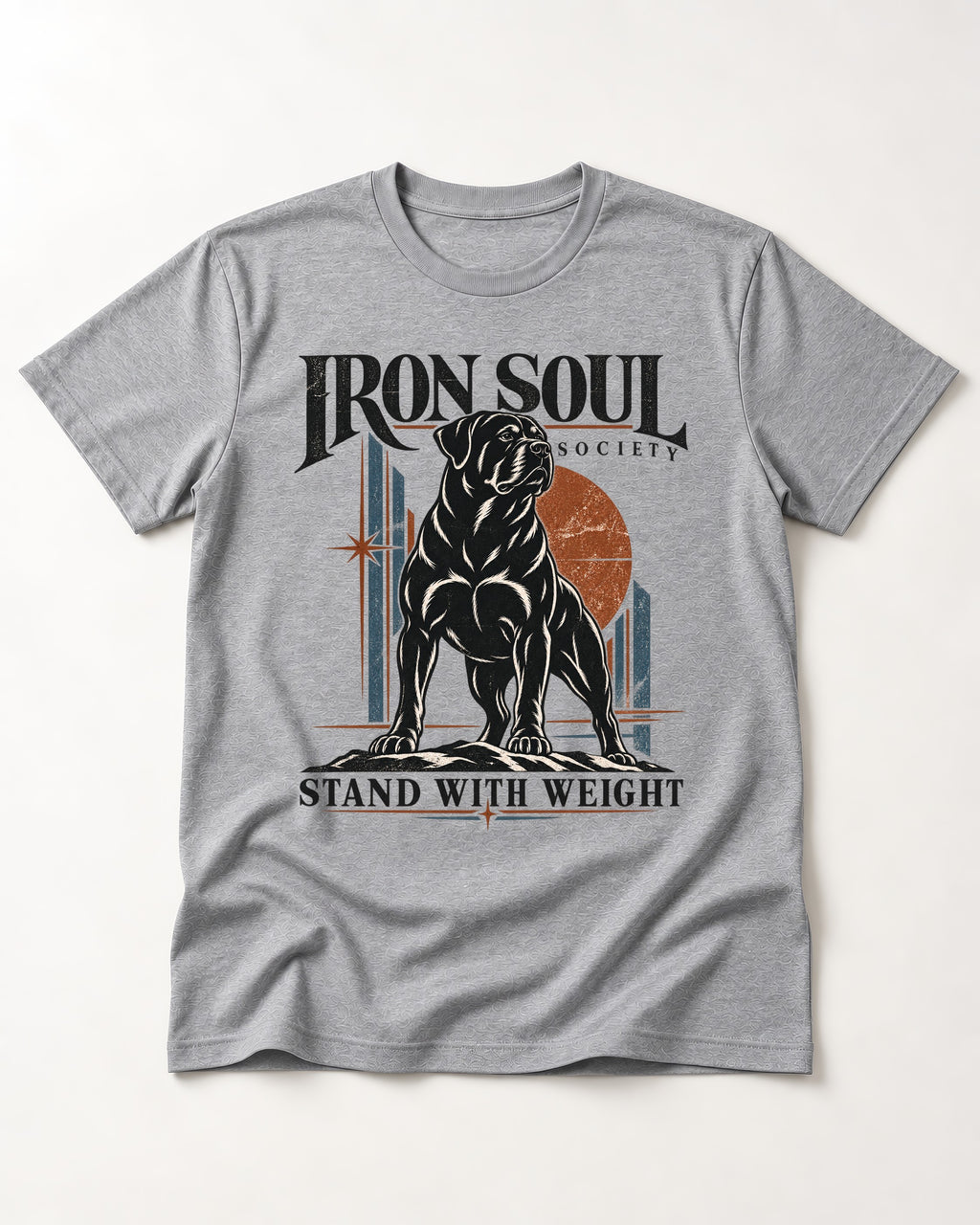 Rottweiler Iron Soul Society T-Shirt in Sport Grey, flat lay product photo