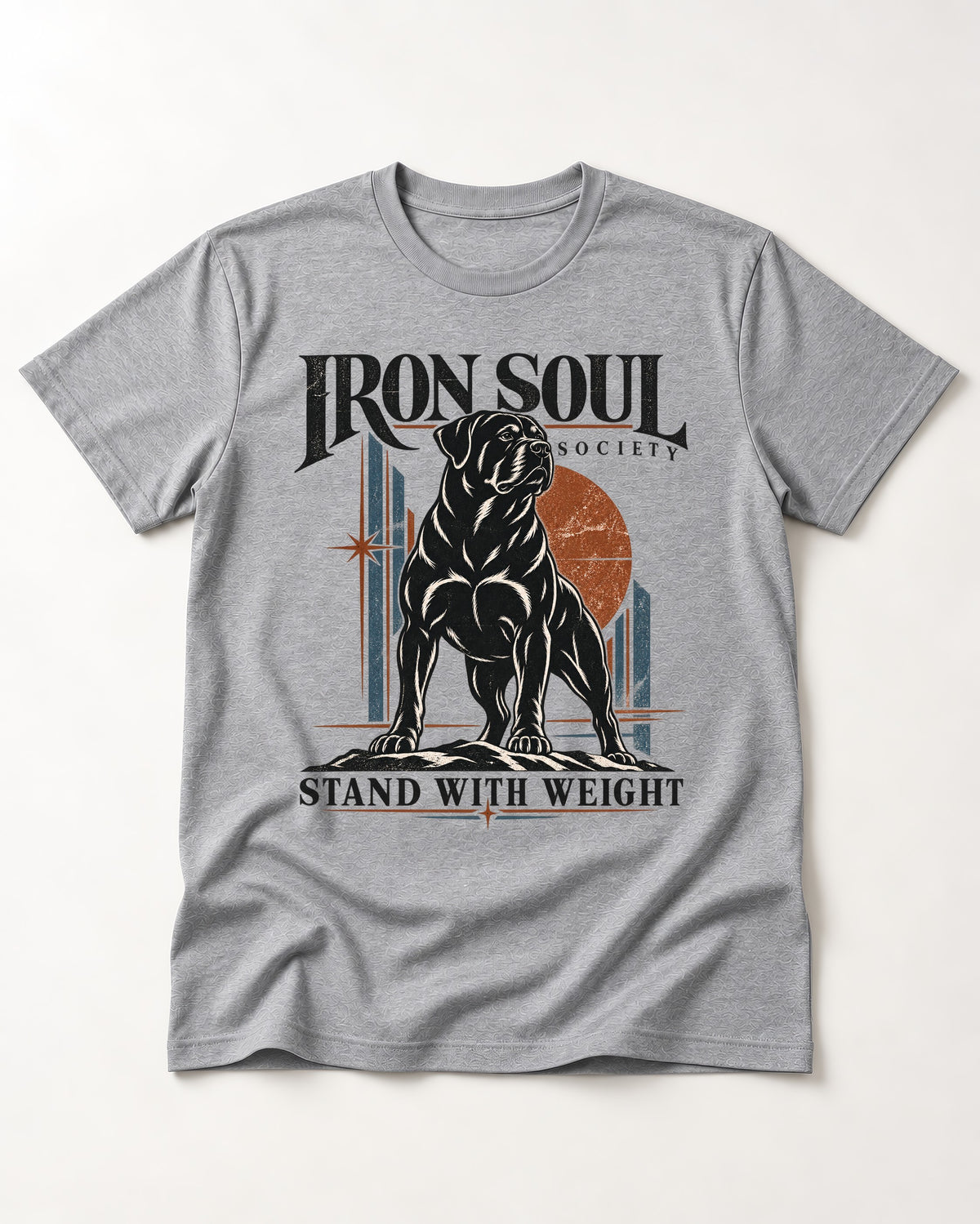 Rottweiler Iron Soul Society T-Shirt in Sport Grey, flat lay product photo