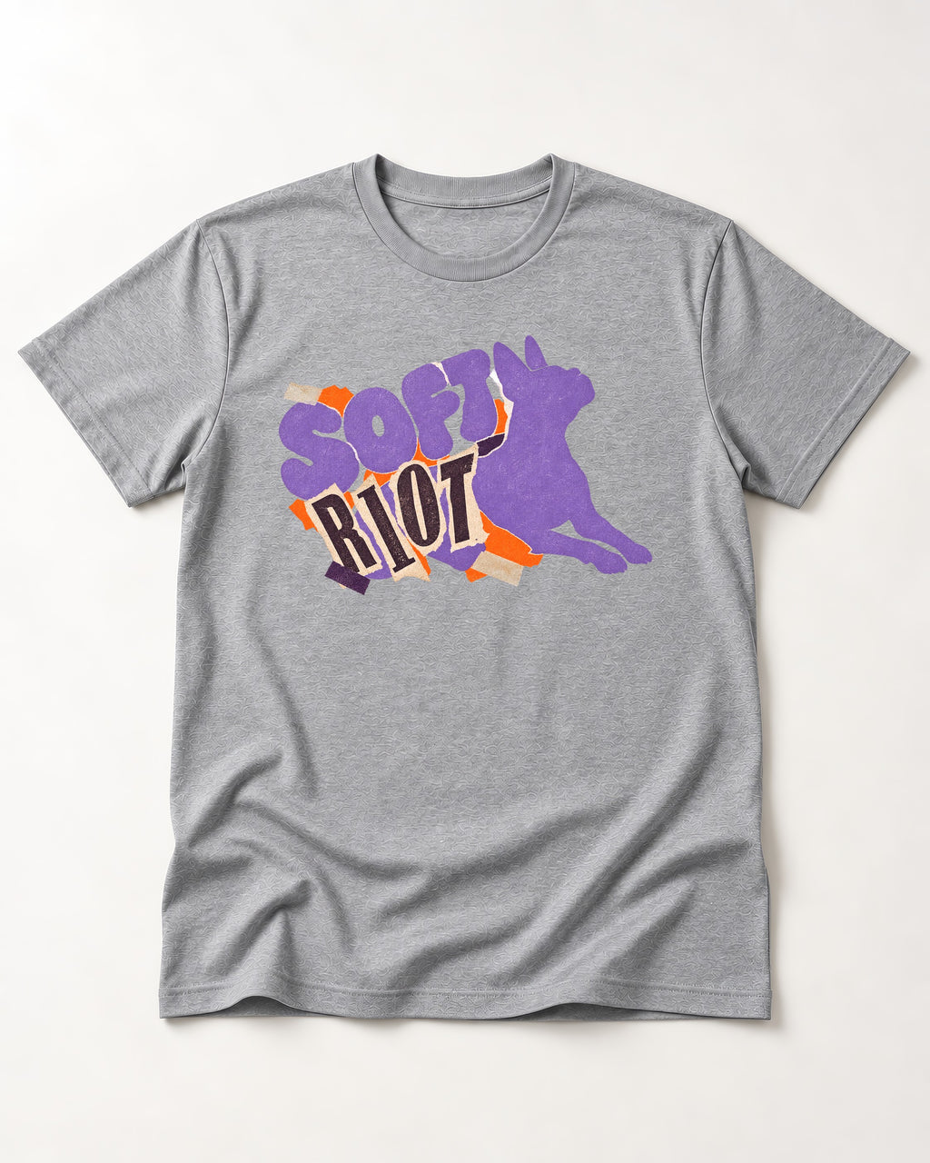 Soft Riot Boston Terrier Graphic T-Shirt in Sport Grey, flat lay product photo