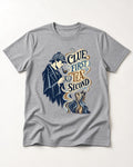 Yorkshire Terrier Clue First Tea Second Detective Graphic T-Shirt in Sport Grey, flat lay product photo