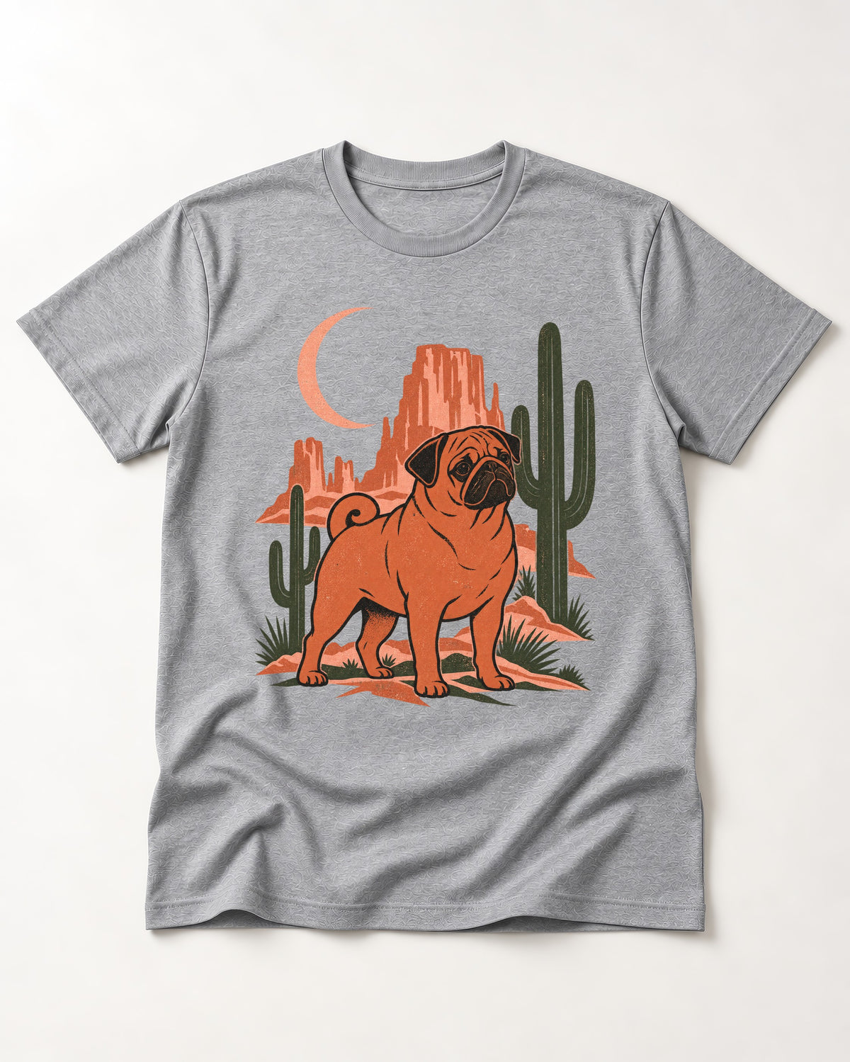 Pug Wild at Heart T-Shirt in Sport Grey, flat lay product photo