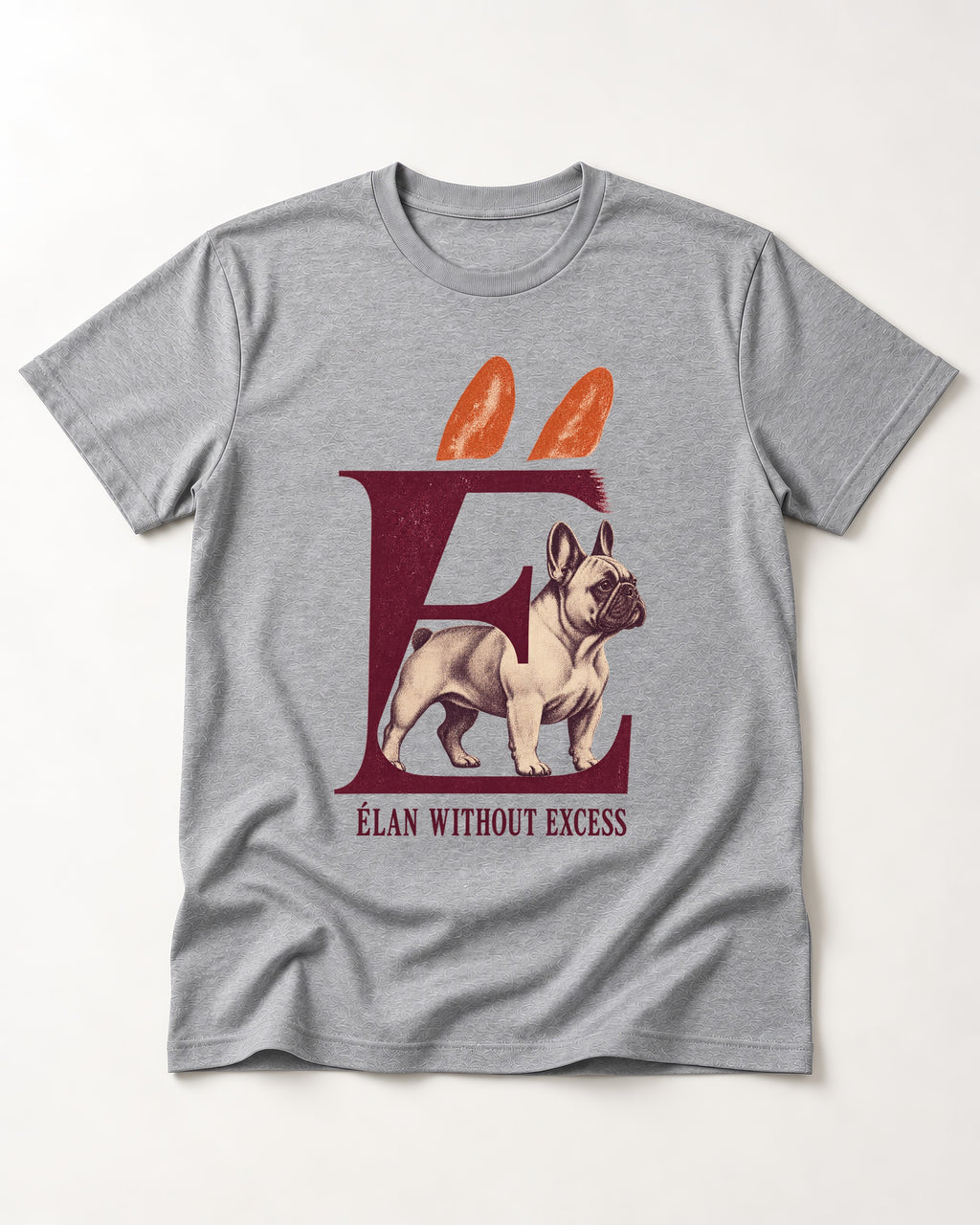 Frenchie Without Excess T-Shirt in Sport Grey, flat lay product photo