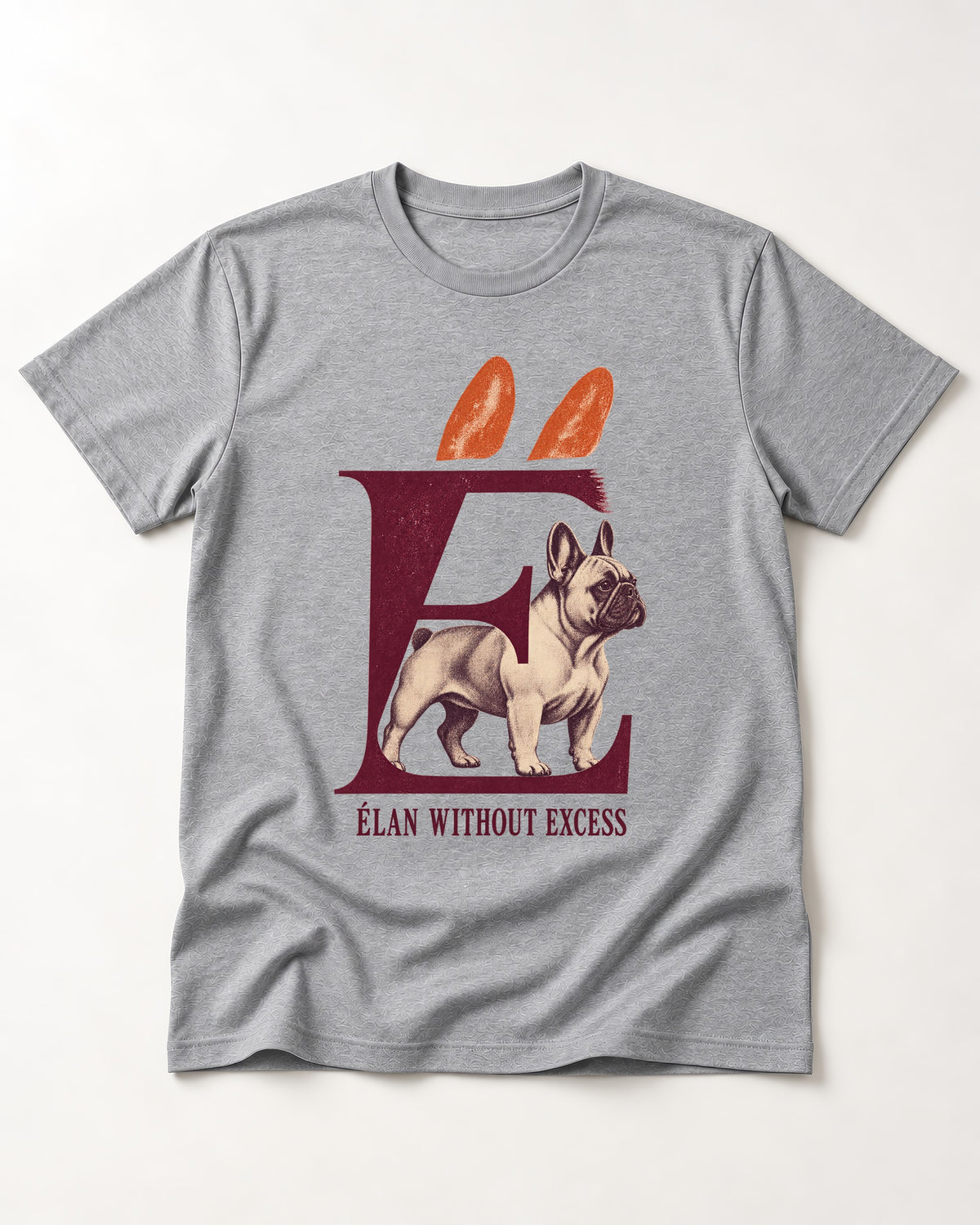 Frenchie Without Excess T-Shirt in Sport Grey, flat lay product photo