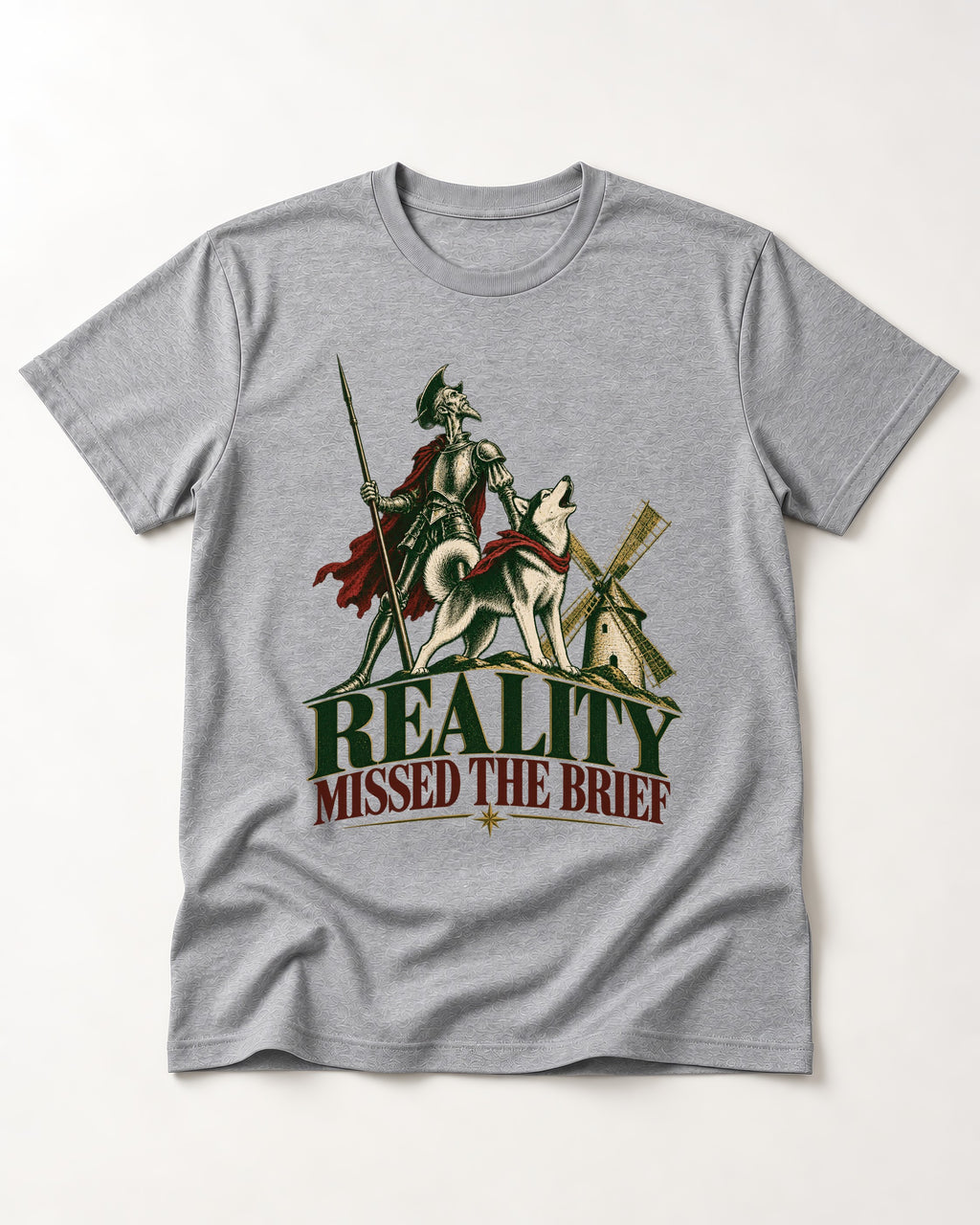 Reality Missed the Husky Brief T-Shirt in Sport Grey, flat lay product photo