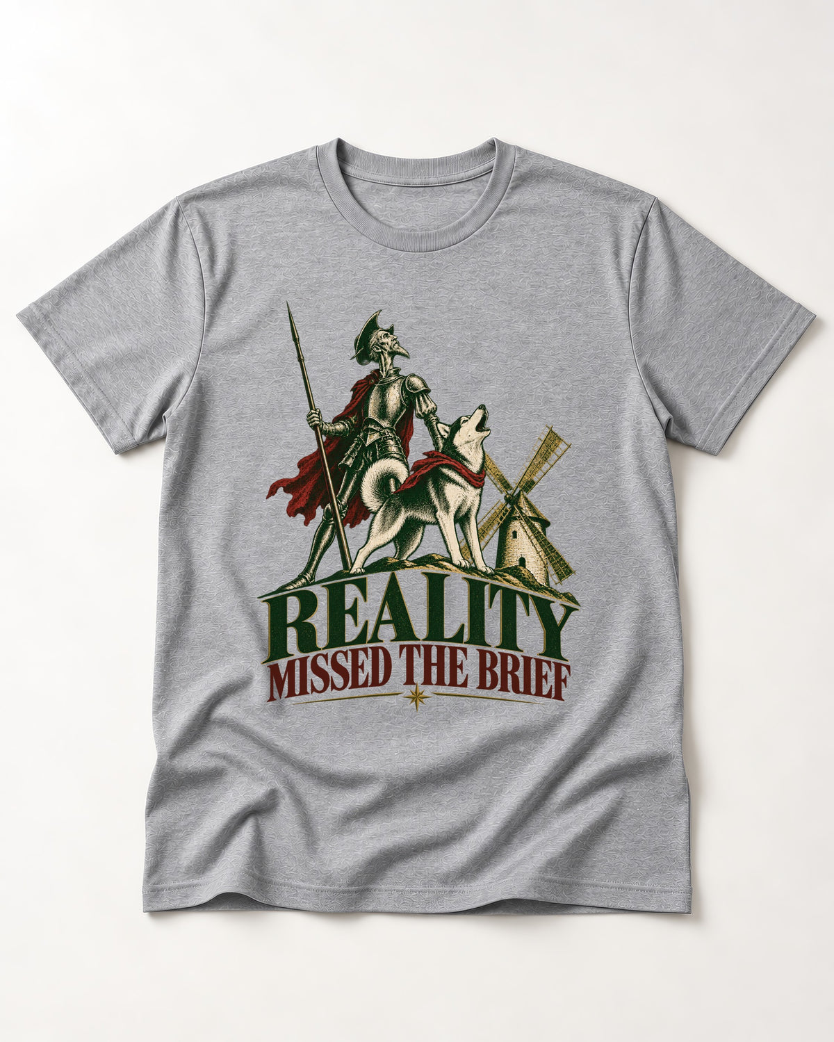 Reality Missed the Husky Brief T-Shirt in Sport Grey, flat lay product photo