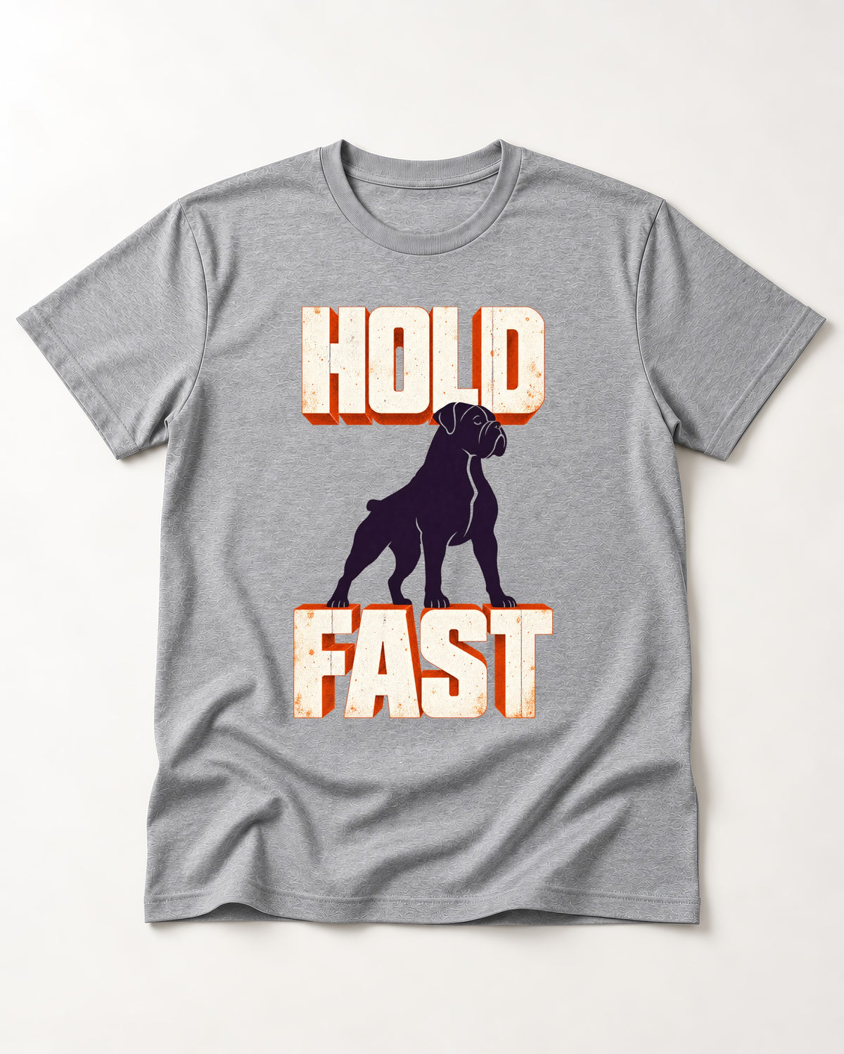 Hold Fast Boxer Typography Graphic T-Shirt in Sport Grey, flat lay product photo