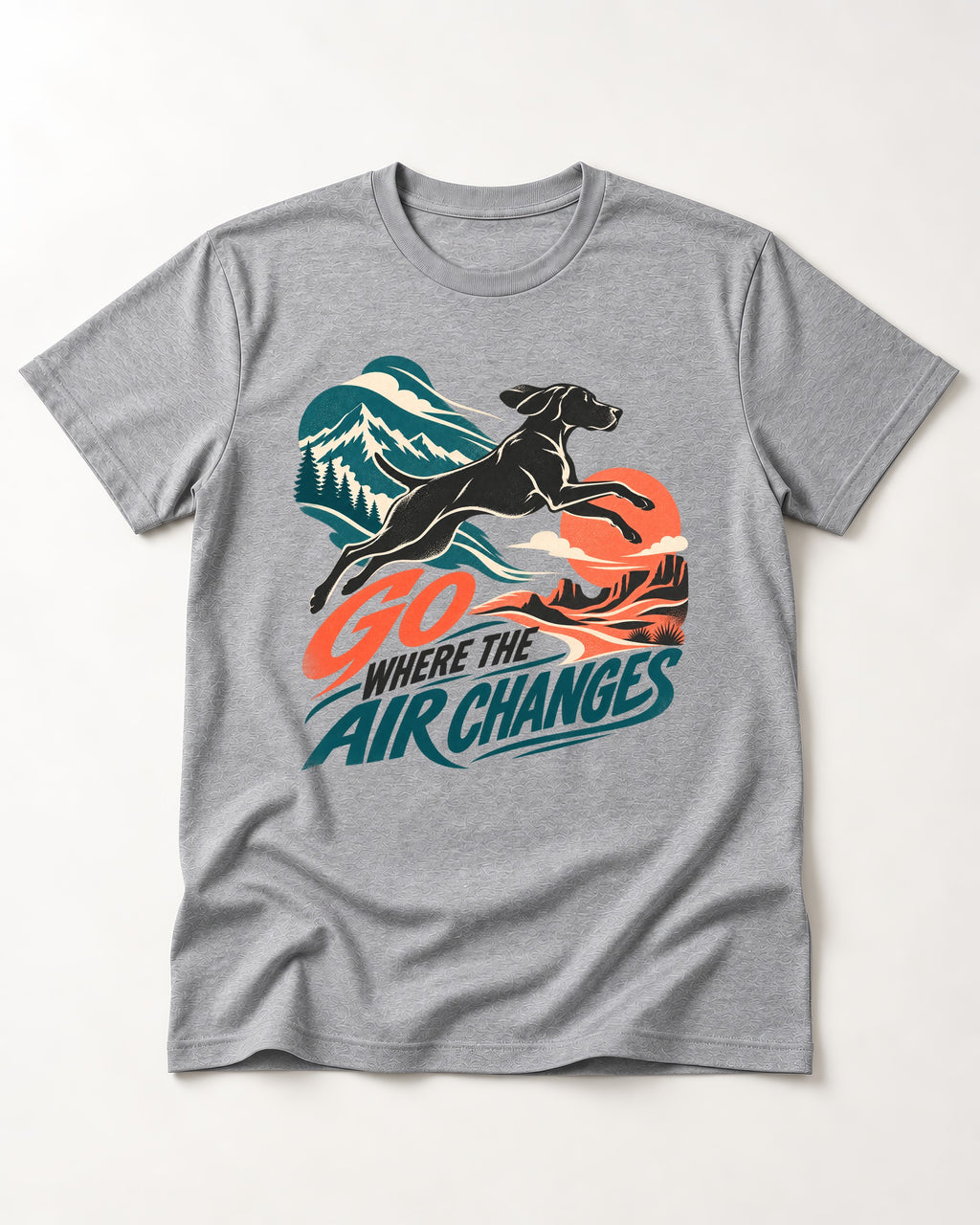 German Shorthaired Pointer Where the Air Changes T-Shirt in Sport Grey, flat lay product photo