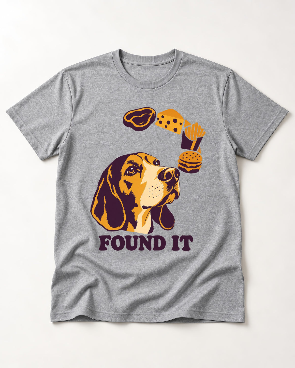 Beagle Found It T-Shirt in Sport Grey, flat lay product photo