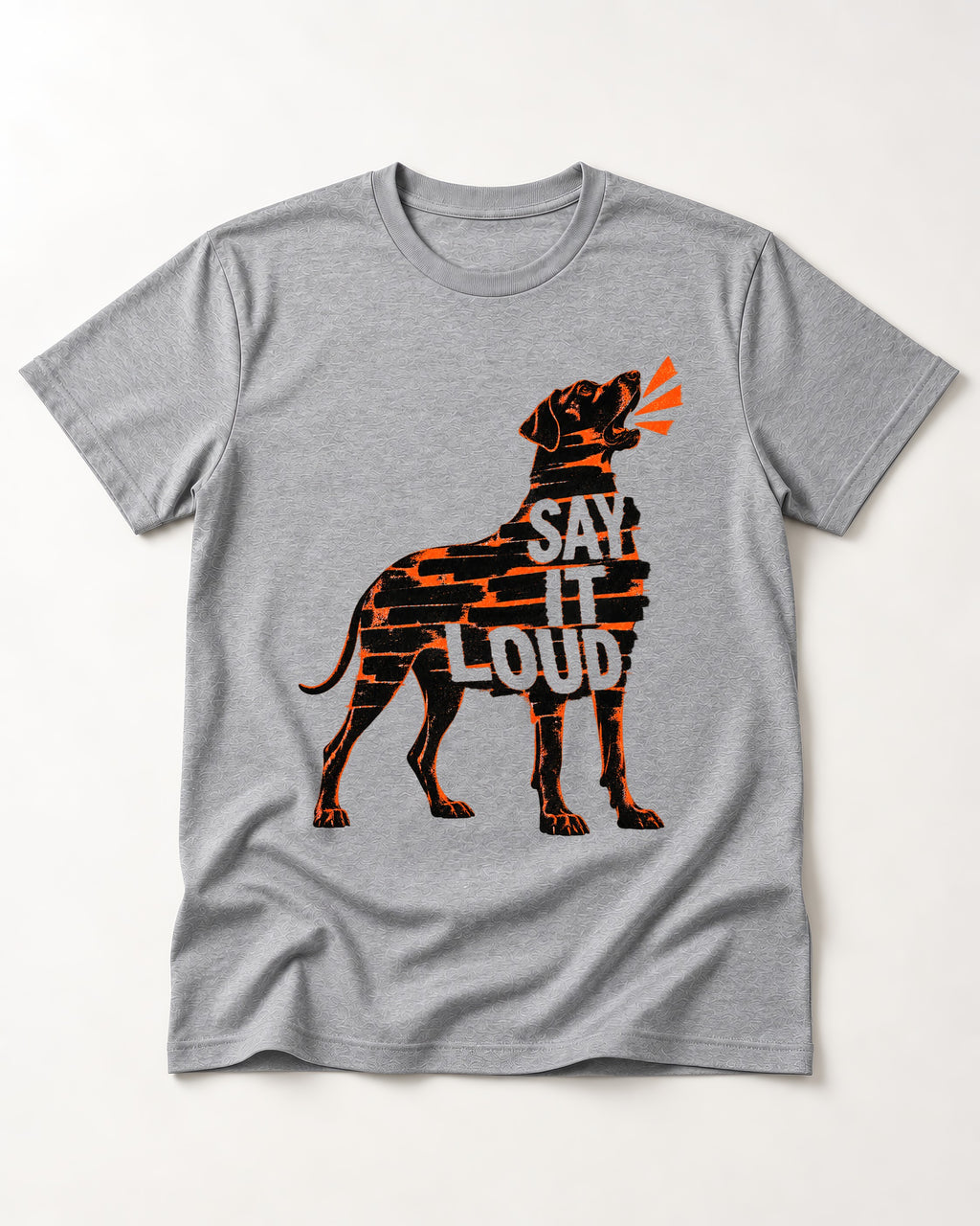 Great Dane Say It Loud T-Shirt in Sport Grey, flat lay product photo