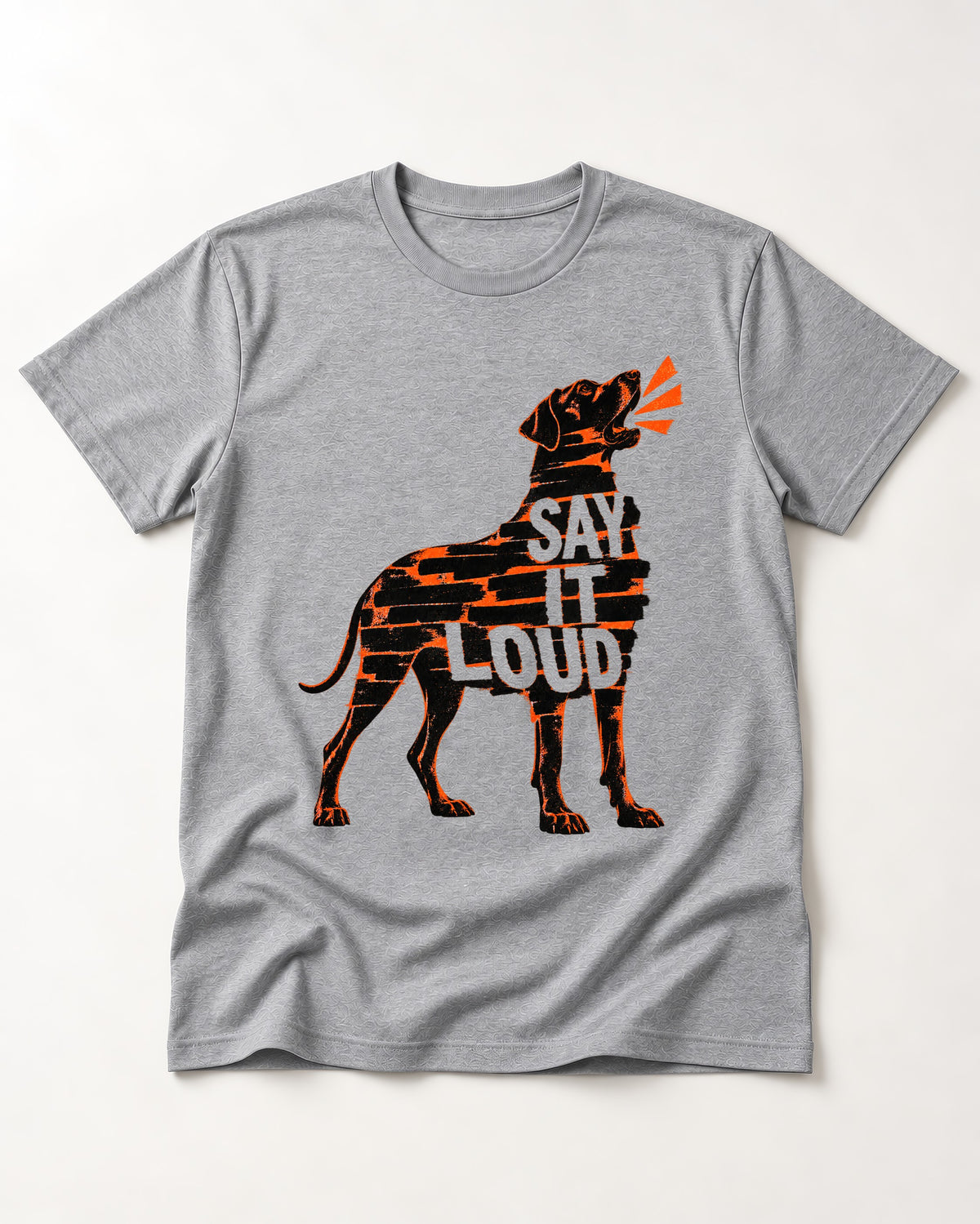 Great Dane Say It Loud T-Shirt in Sport Grey, flat lay product photo