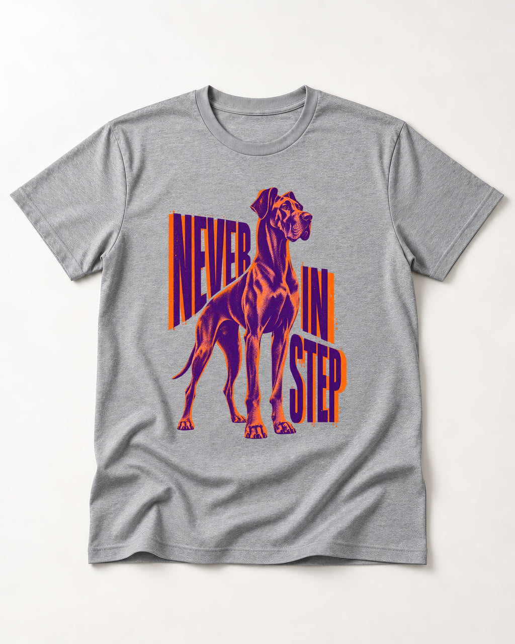 Great Dane Never in Step Standing Graphic T-Shirt in Sport Grey, flat lay product photo