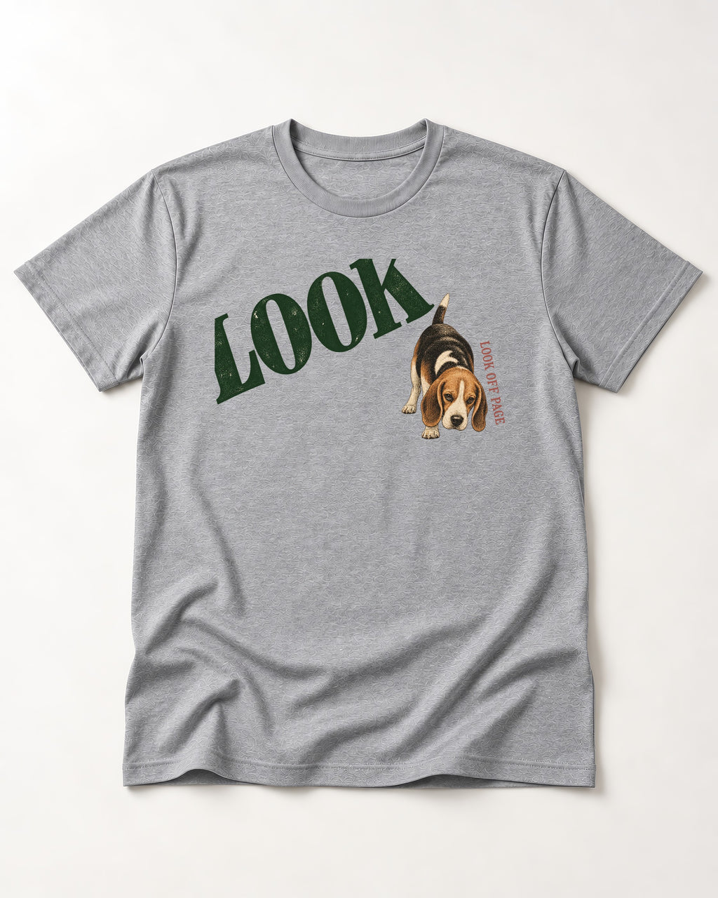 Beagle Look Off Page T-Shirt in Sport Grey, flat lay product photo