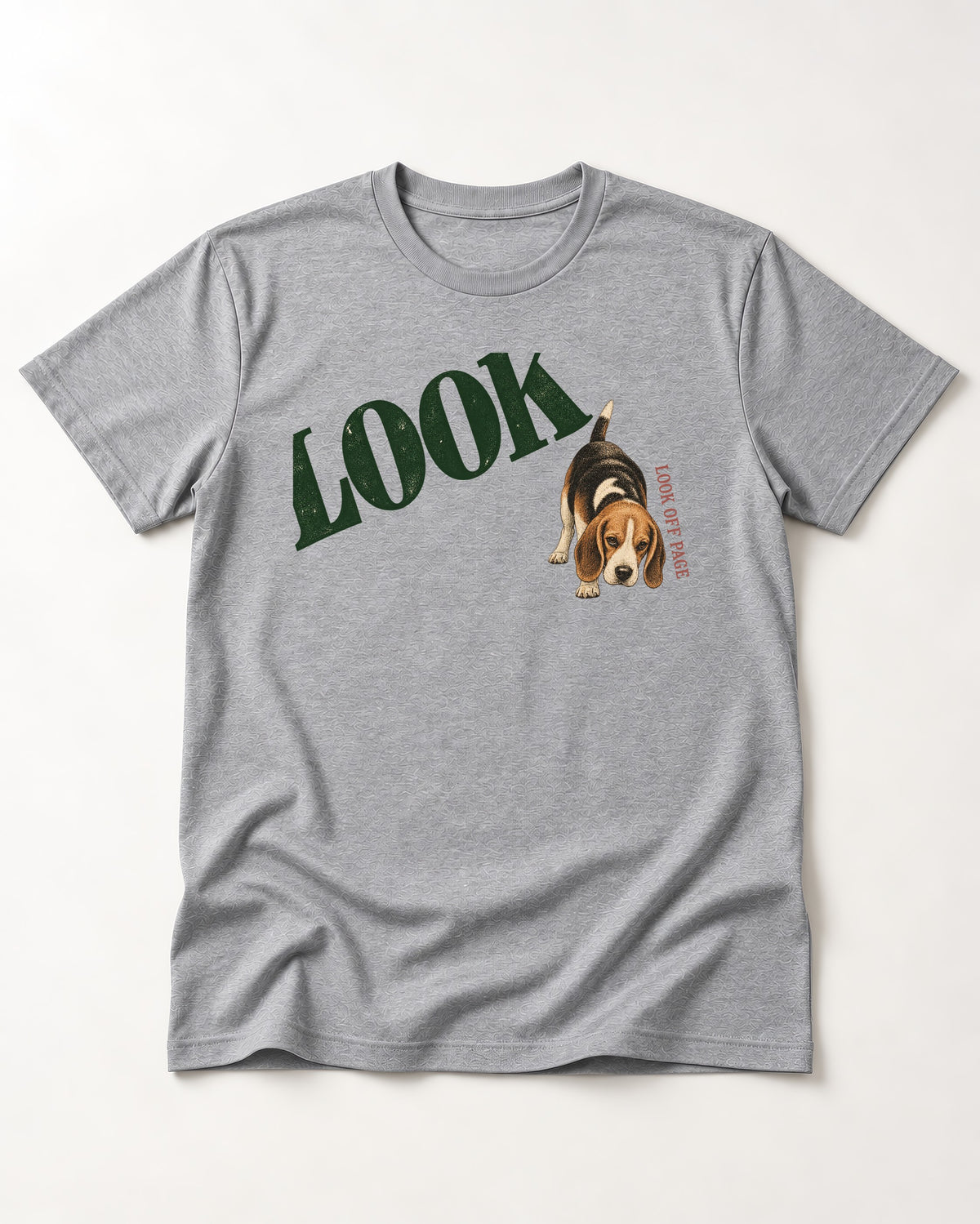 Beagle Look Off Page T-Shirt in Sport Grey, flat lay product photo