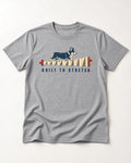 Corgi Built to Stretch Accordion Graphic T-Shirt in Sport Grey, flat lay product photo