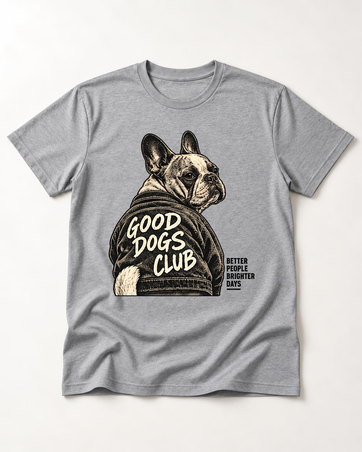 Good Frenchie Club T-Shirt in Sport Grey, flat lay product photo