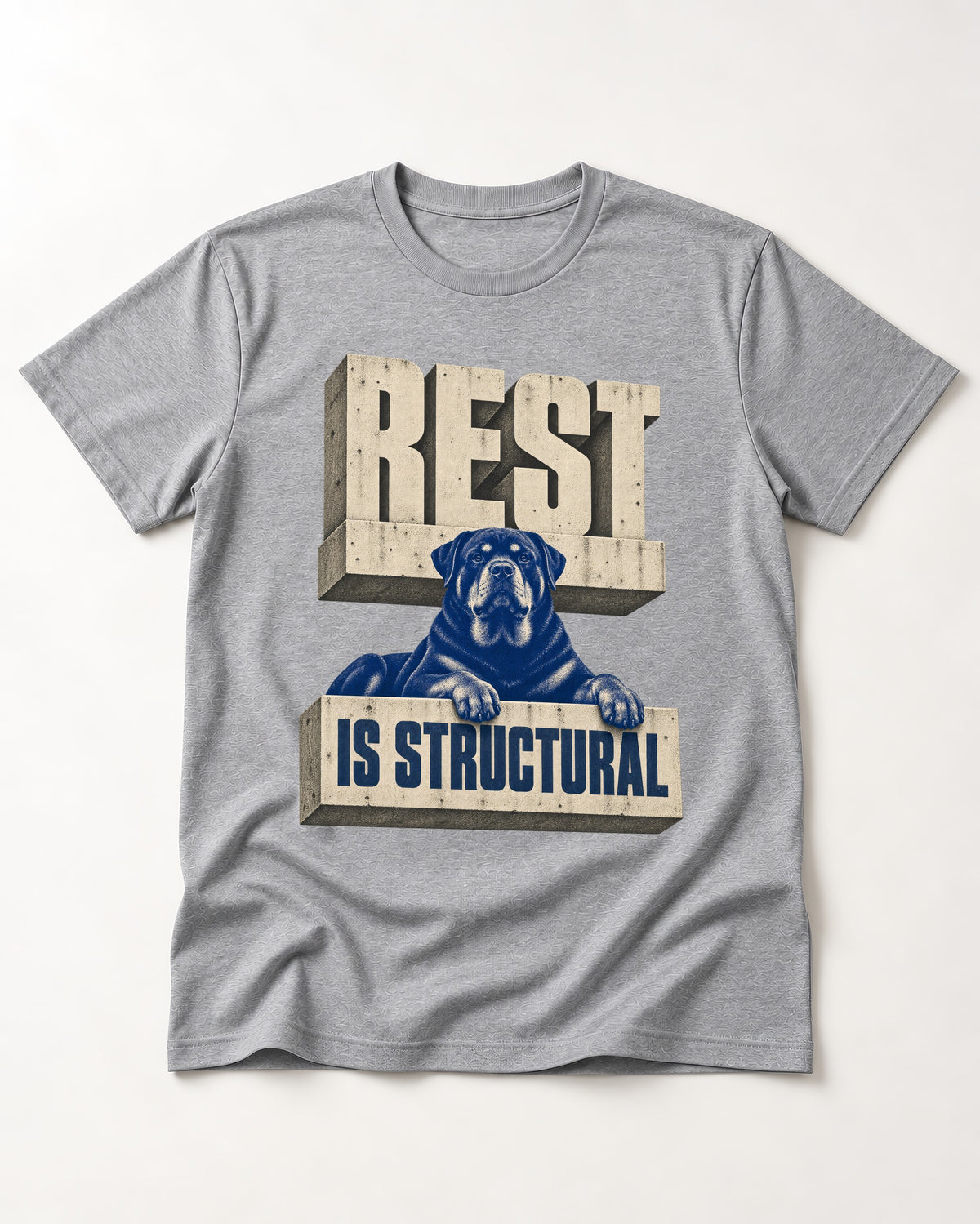 Rottweiler Rest Is Structural Architectural Type Graphic T-Shirt in Sport Grey, flat lay product photo