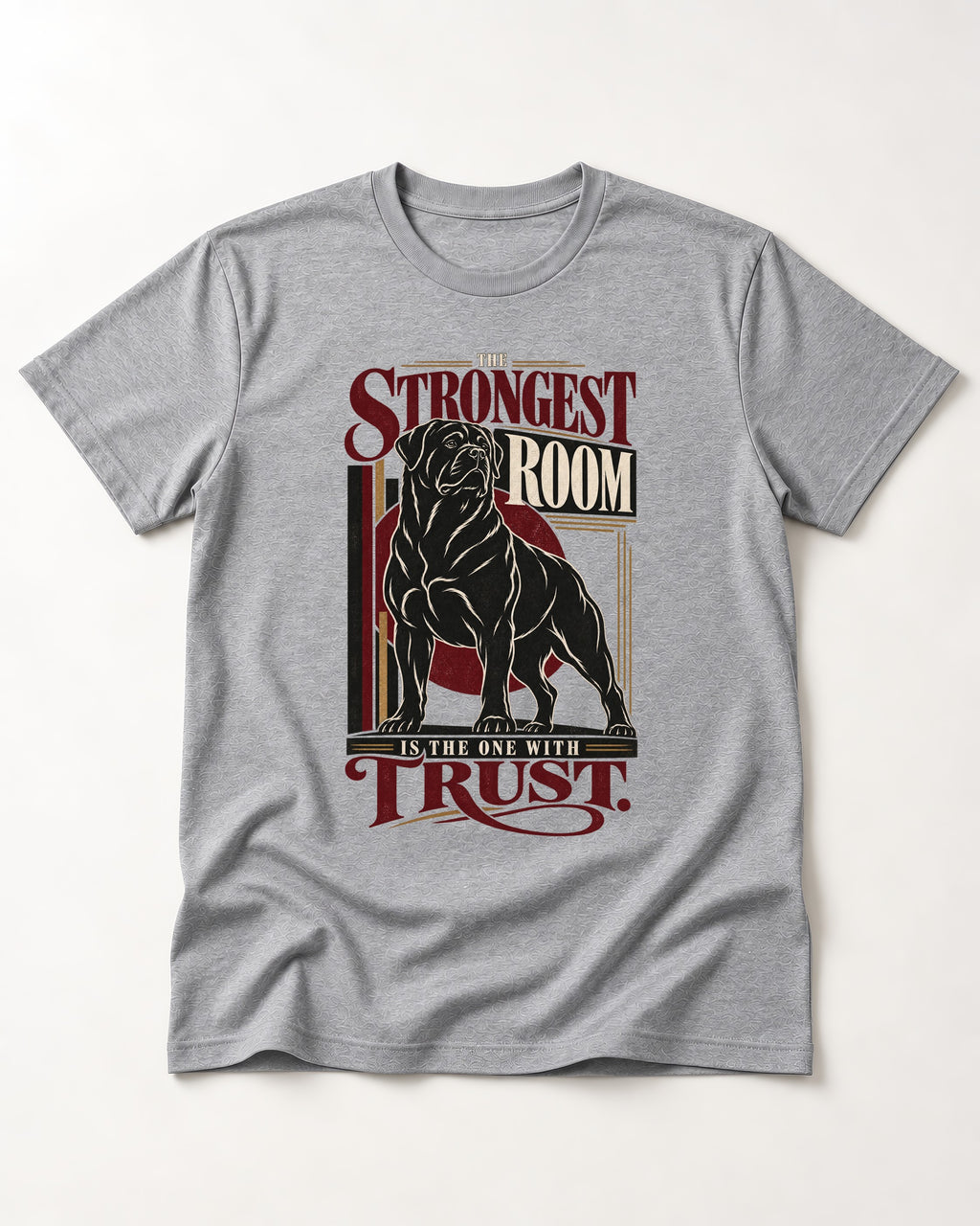 Rottweiler Trust T-Shirt in Sport Grey, flat lay product photo
