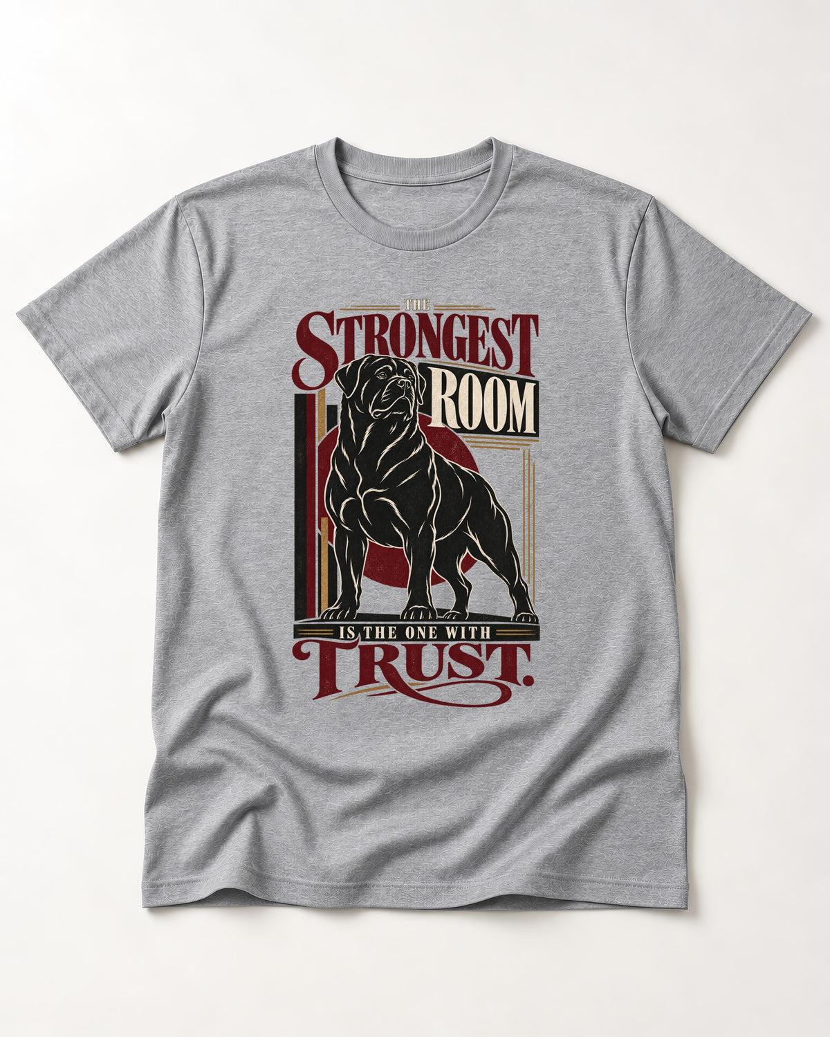 Rottweiler Trust T-Shirt in Sport Grey, flat lay product photo
