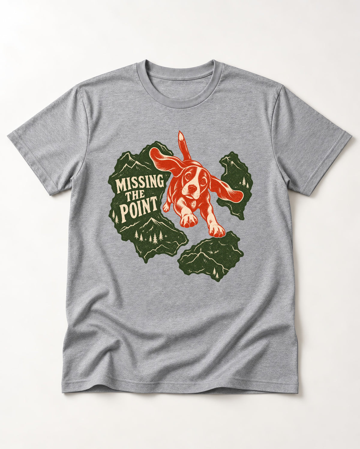 Missing The Point Beagle Trail T-Shirt in Sport Grey, flat lay product photo