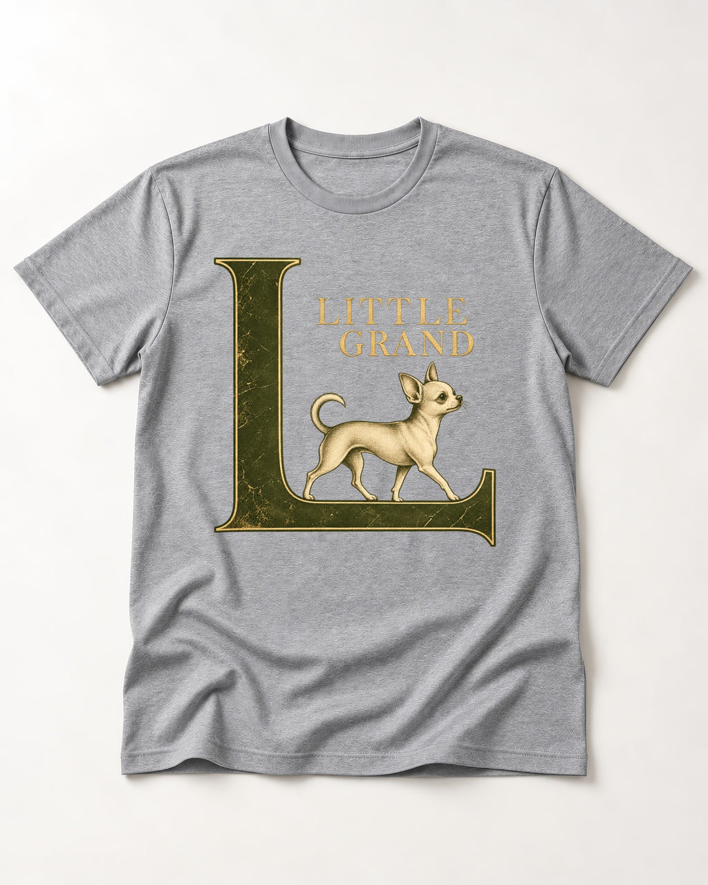 Little Grand Chihuahua T-Shirt in Sport Grey, flat lay product photo
