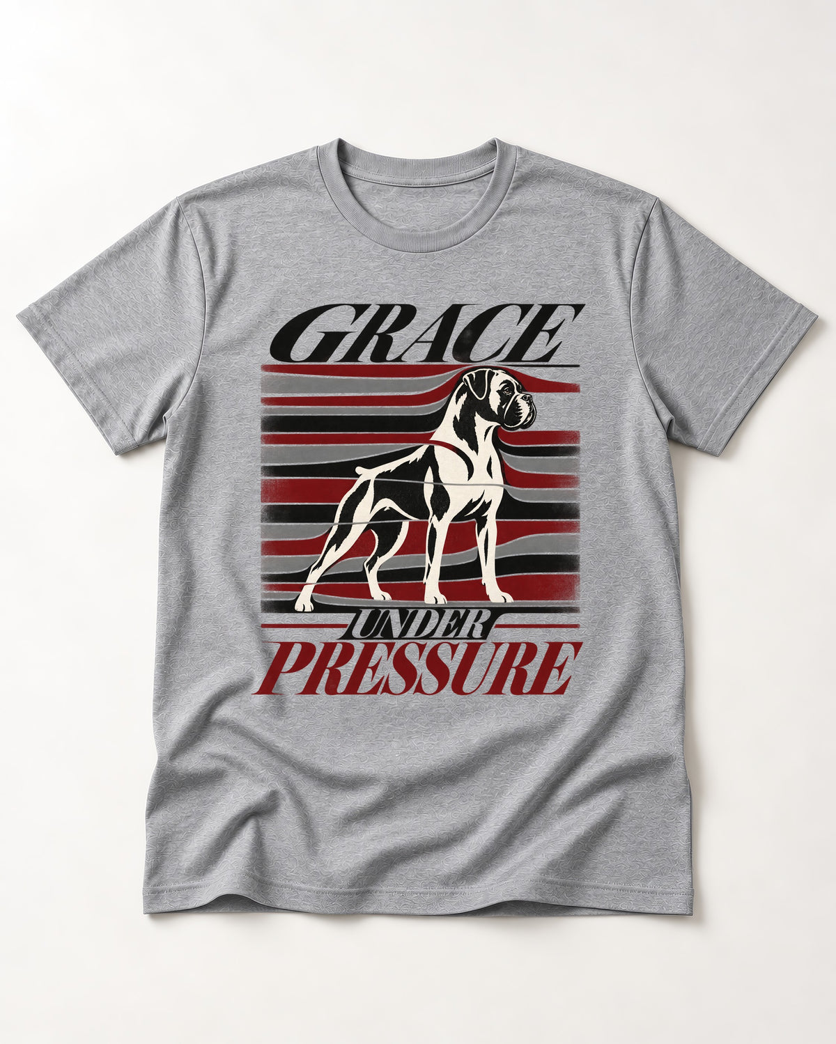 Boxer Grace Under Pressure T-Shirt in Sport Grey, flat lay product photo