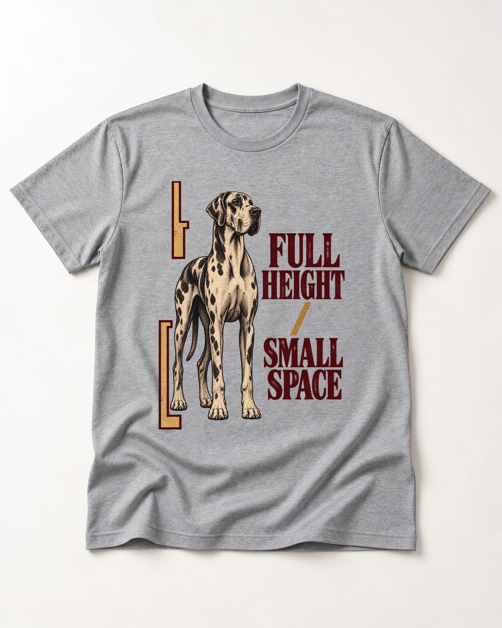 Great Dane Full Height Small Space T-Shirt in Sport Grey, flat lay product photo
