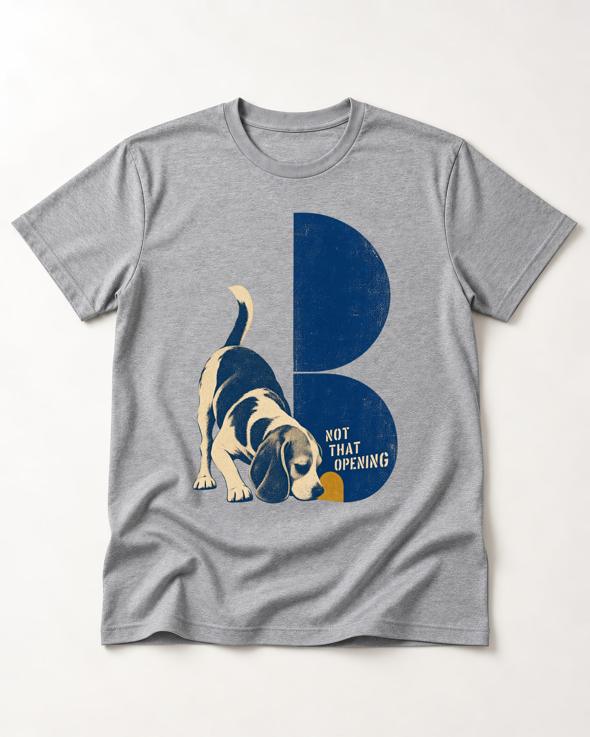 Not That Opening Beagle T-Shirt in Sport Grey, flat lay product photo
