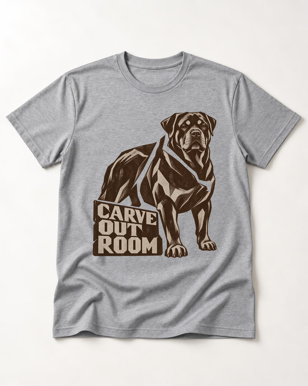 Carve Out Room for Rottweiler T-Shirt in Sport Grey, flat lay product photo
