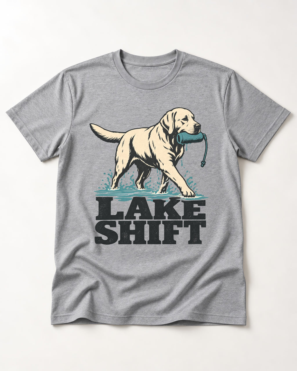 Lake Shift Labrador Retriever T-Shirt in Sport Grey, flat lay product photo